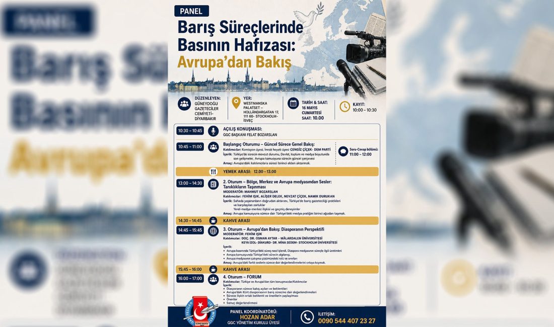 Güneydoğu Gazeteciler Cemiyeti, İsveç’in başkenti Stockholm’de “Barış Süreçlerinde Basının Hafızası: