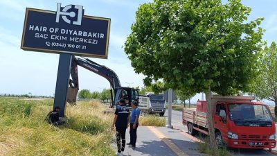Diyarbakır Büyükşehir Belediyesi, kent genelinde mevzuata aykırı şekilde konumlandırılan totem,